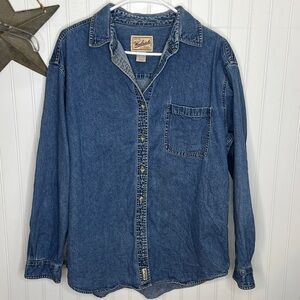 Woolrich Classic Blue Denim Shirt Size Womens Large
